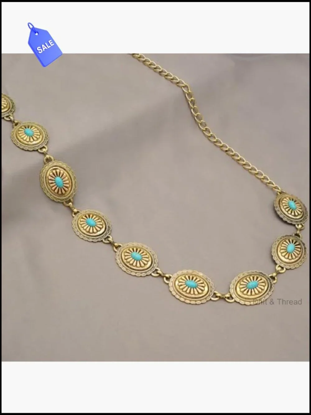 Metal Concho Chain Belt Western Cowgirl Waist Chain